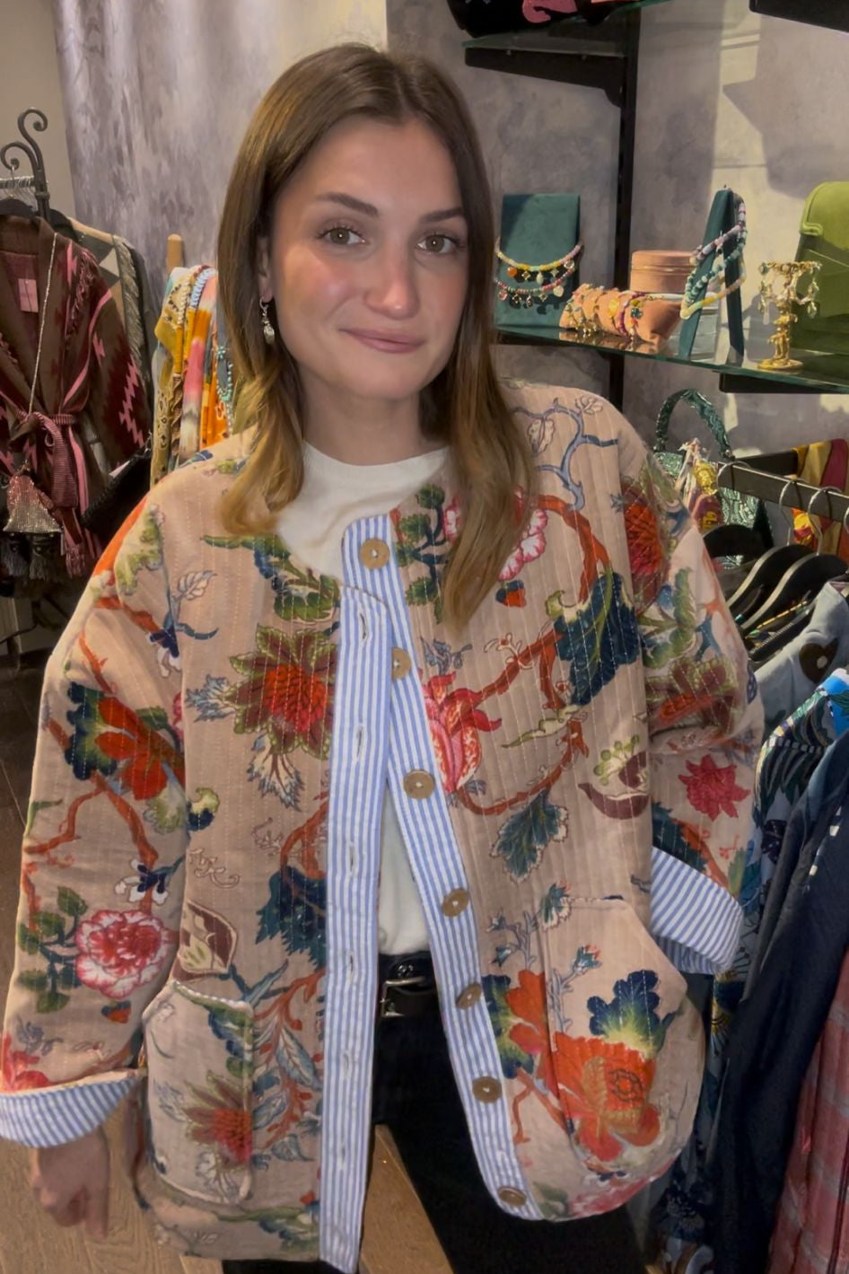 Dusty rose Garden Quilted Velvet Jacket