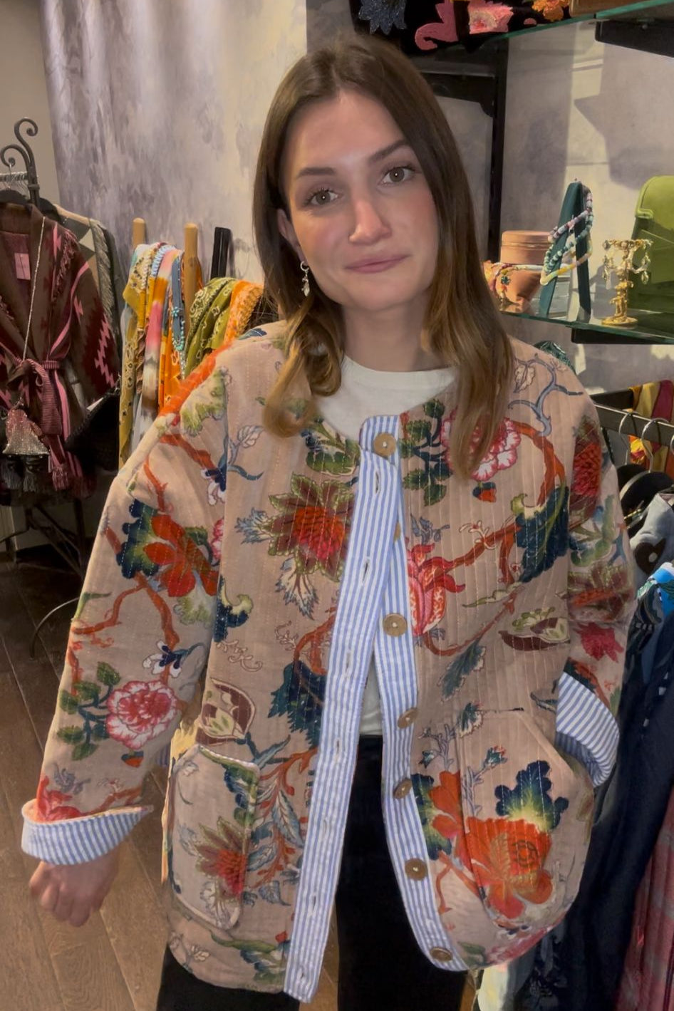 Dusty rose Garden Quilted Velvet Jacket