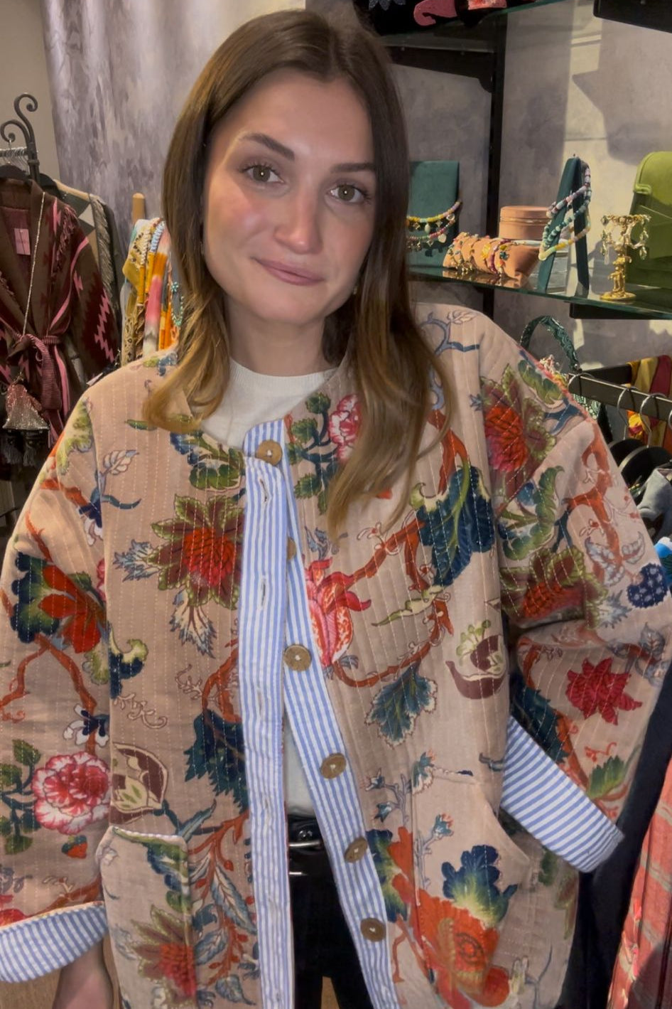 Dusty rose Garden Quilted Velvet Jacket