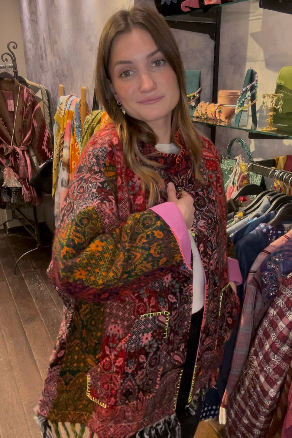 Bohemian Chic Patchwork Cashmere Jacket