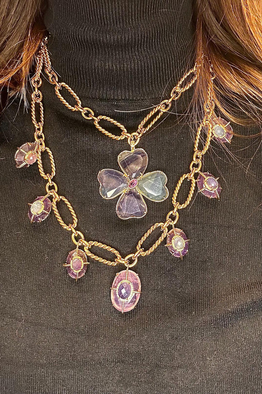 Fluorite clover necklace