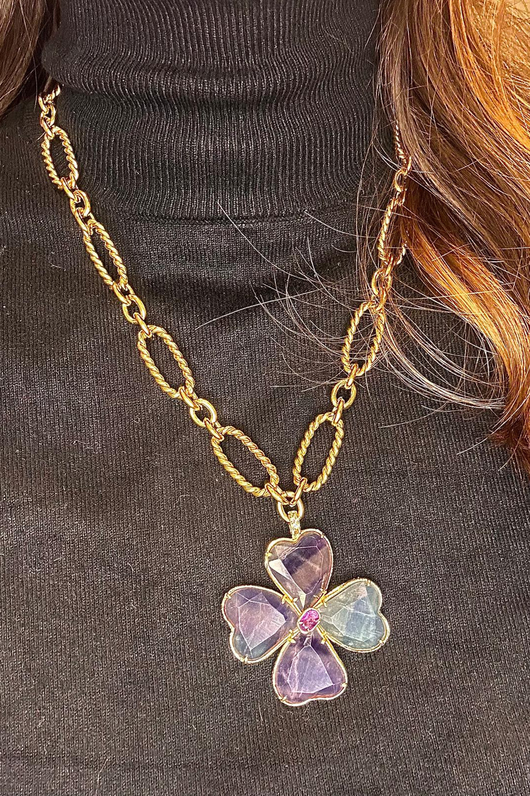 Fluorite clover necklace