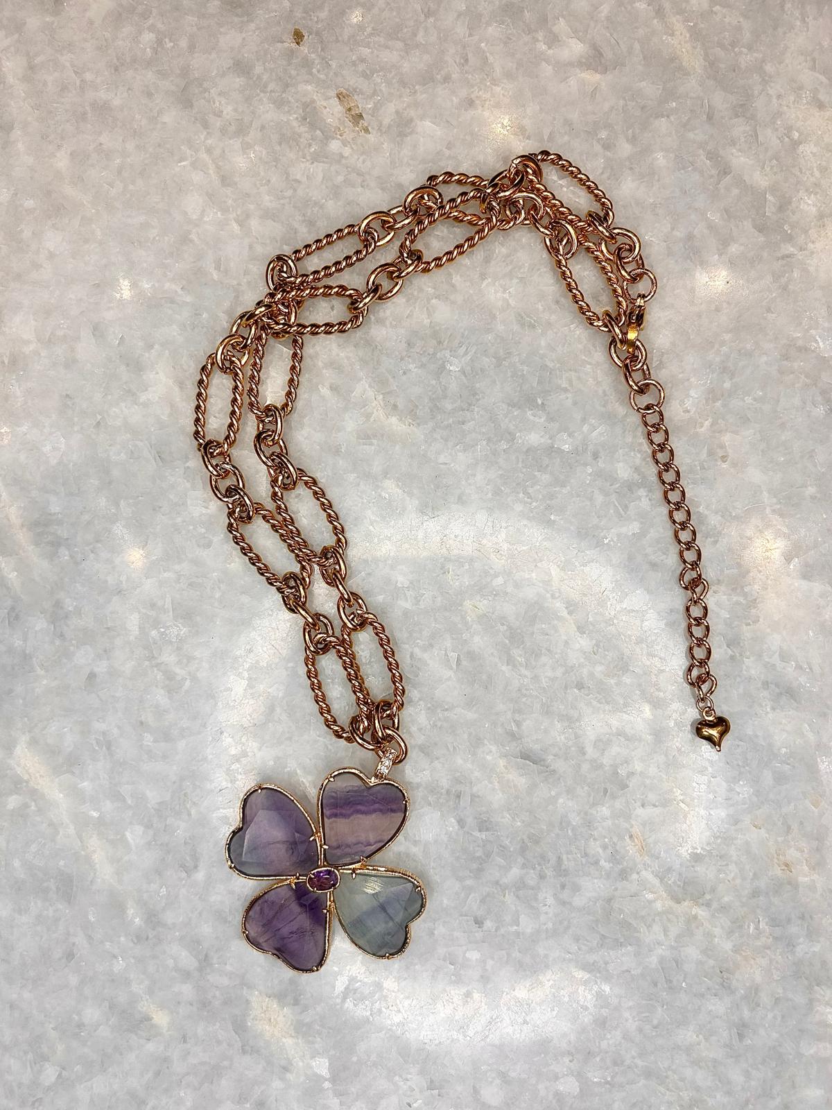 Fluorite clover necklace