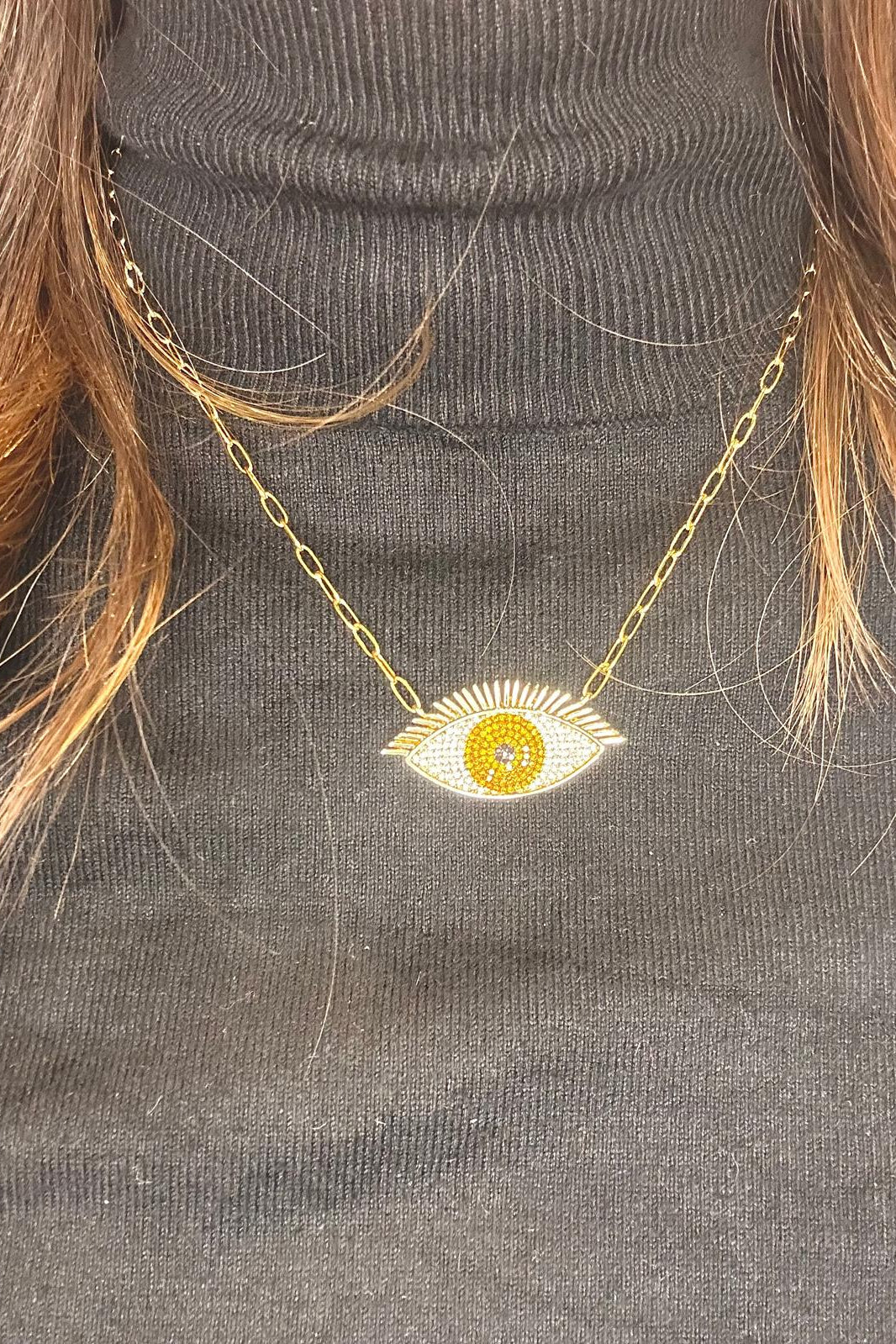 Colorful Orange evil eye necklace