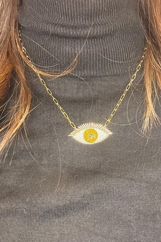 Colorful Orange evil eye necklace