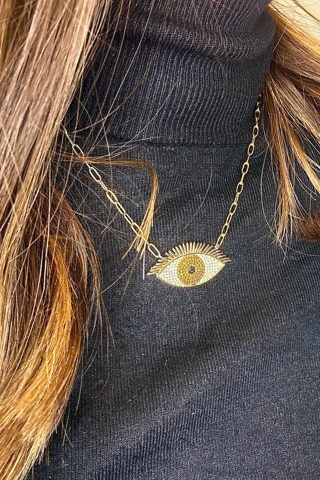 Colorful Orange evil eye necklace