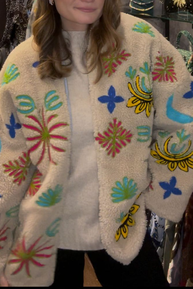 THE CORNER - Embroidered shearling-style jacket