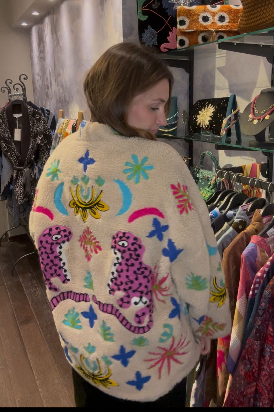 THE CORNER - Embroidered shearling-style jacket