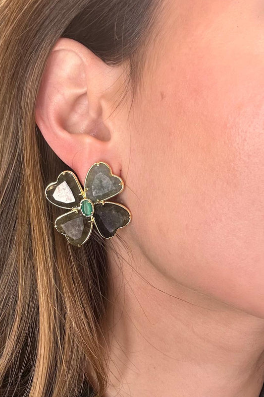 Labradorite Clover Earring