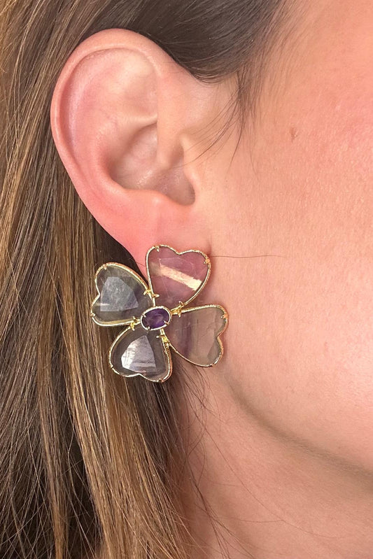 Fluorite Clover Earrings