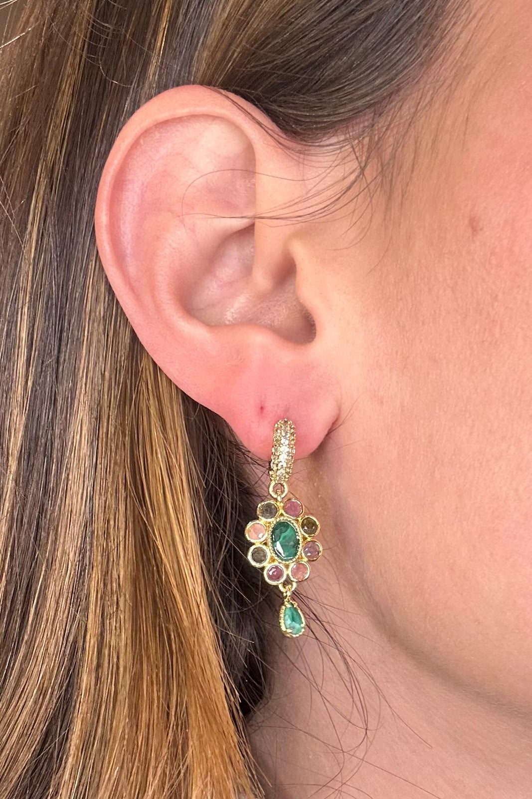 Tourmaline Daisy Earrings