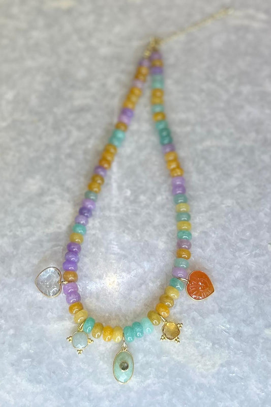 Jade Necklace with Charms - 41 cm