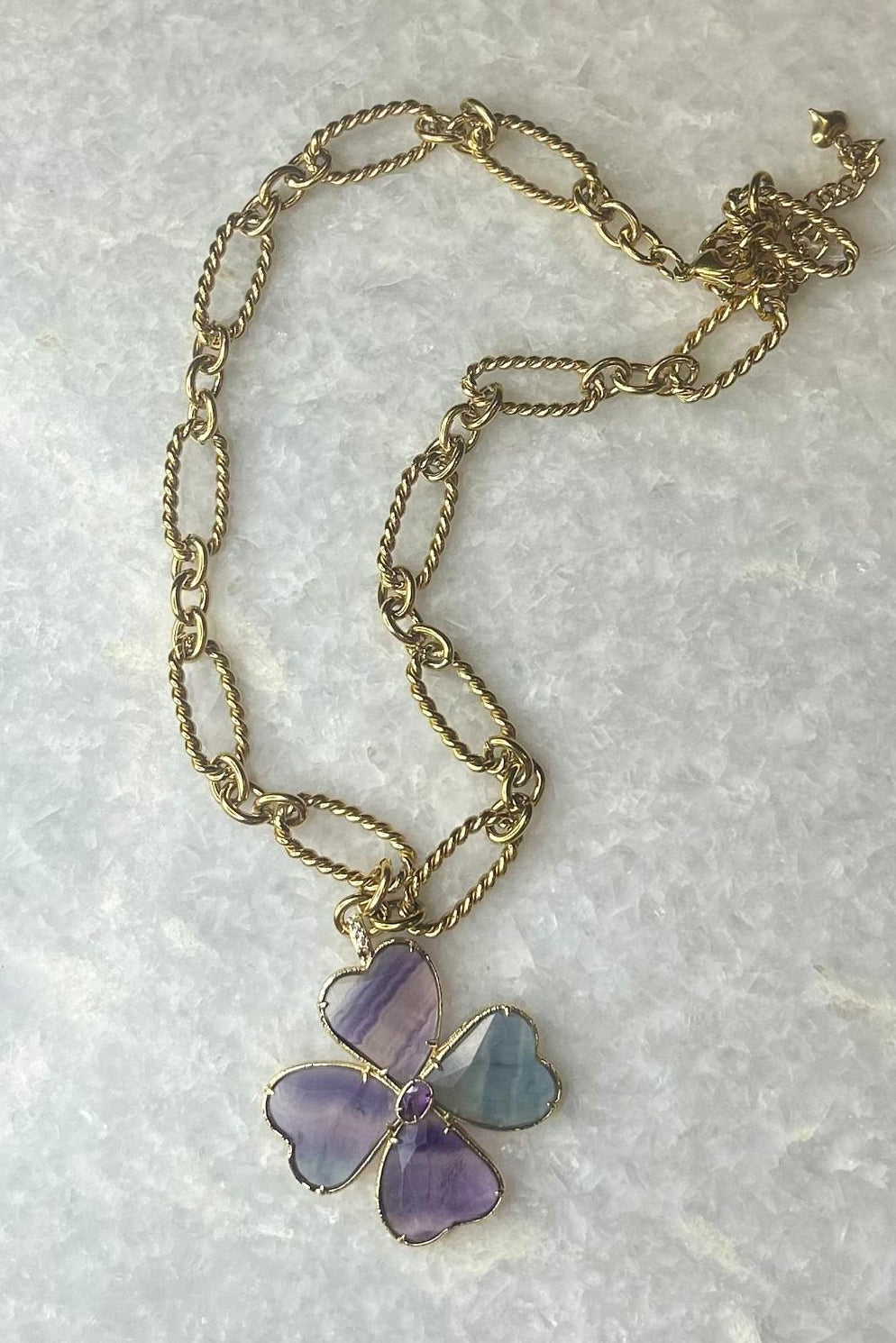 Fluorite clover necklace