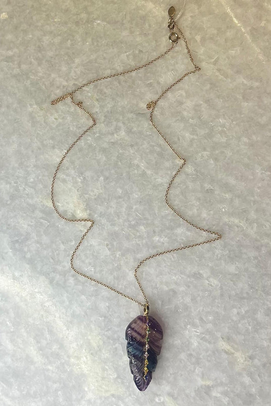 Fluorite feather necklace