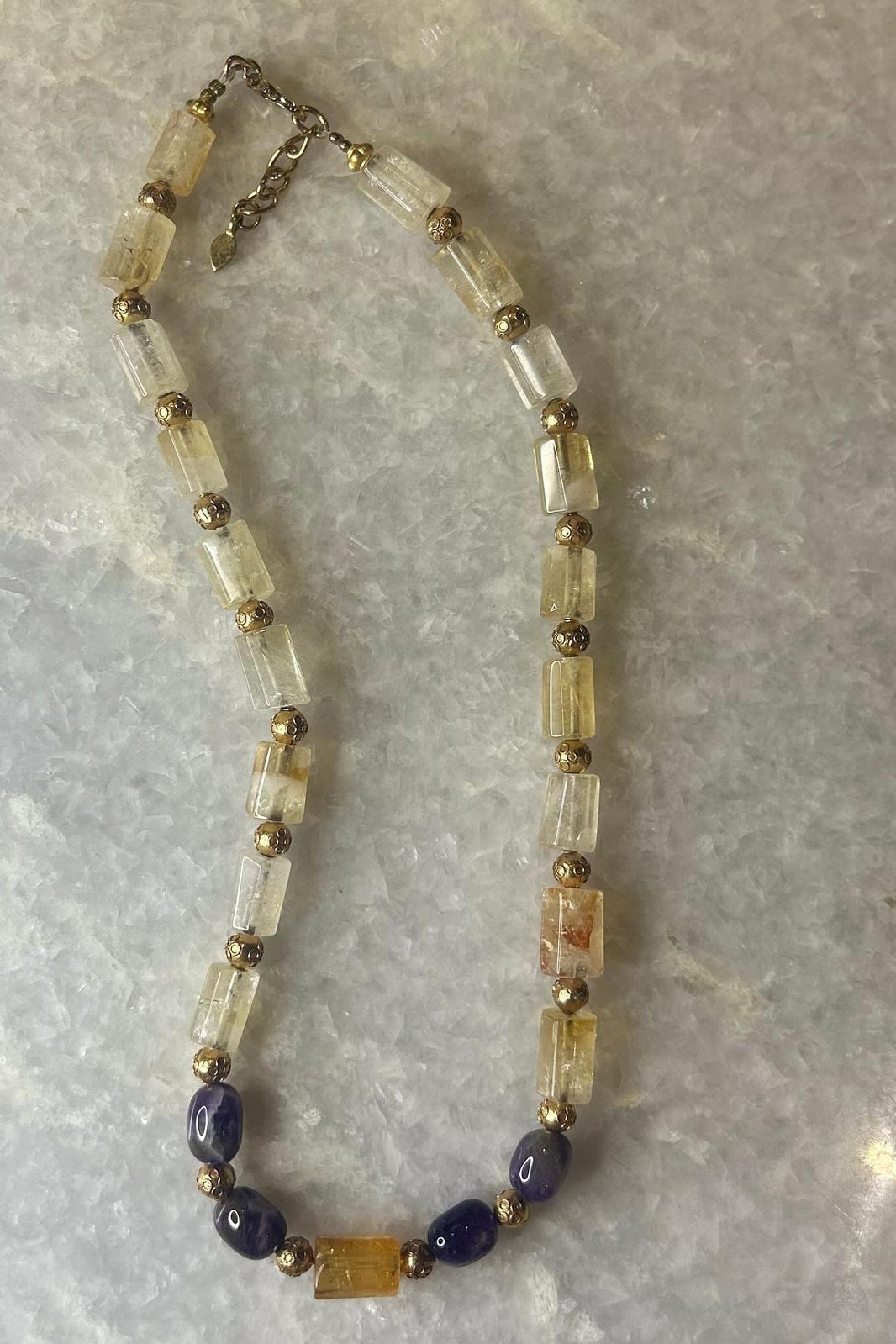 Amethyst and Citrine necklace - 44 cm