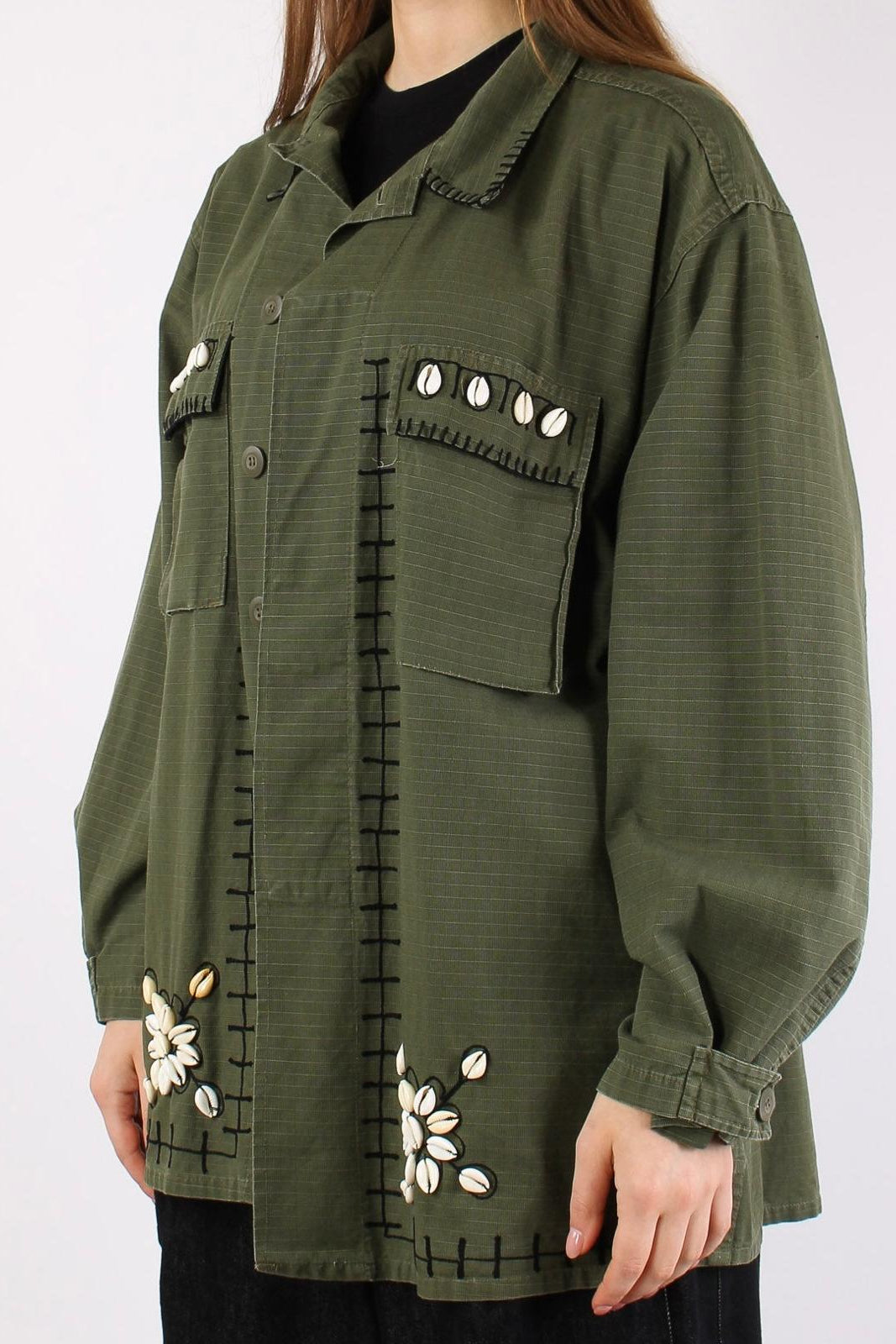FRONT STREET 8 - Khaki Embroidered Shell Jacket