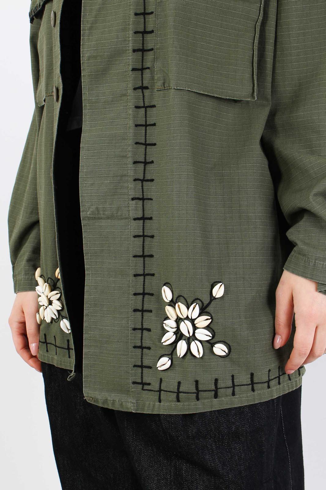 FRONT STREET 8 - Khaki Embroidered Shell Jacket
