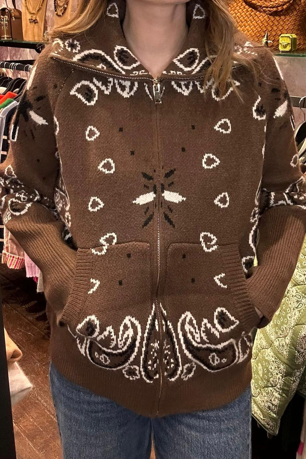 SHADES SELECTION - Brown Bandana Zip Jacket