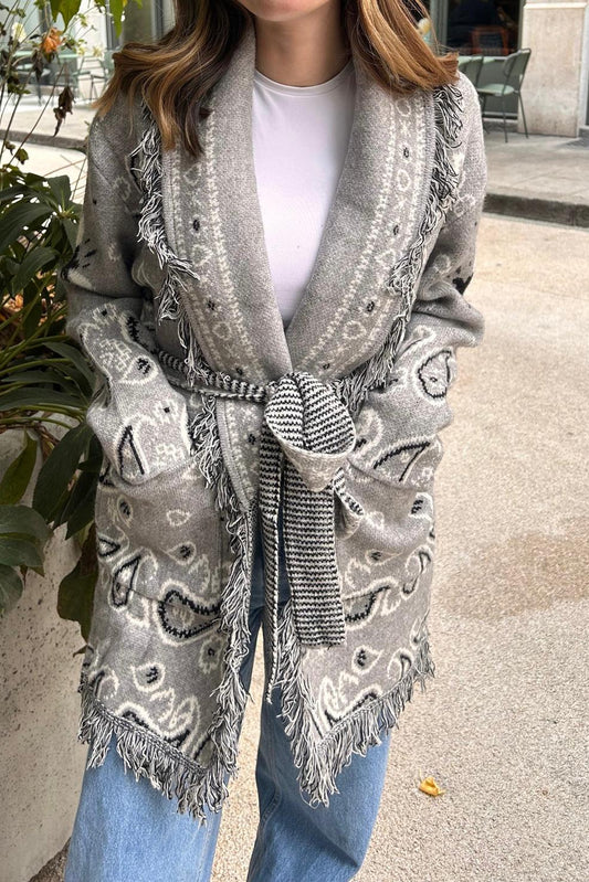 SHADES SELECTION -  Grey Bandana Cardigan