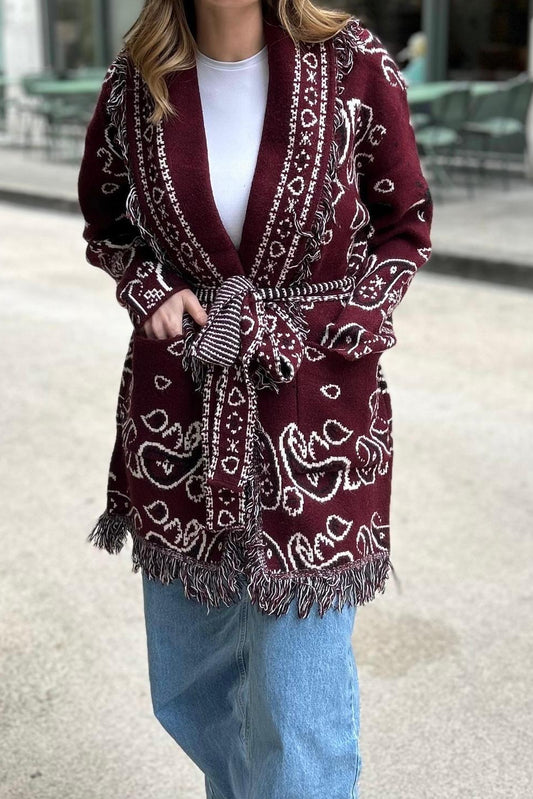 SHADES SELECTION -  Burgundy Bandana Cardigan