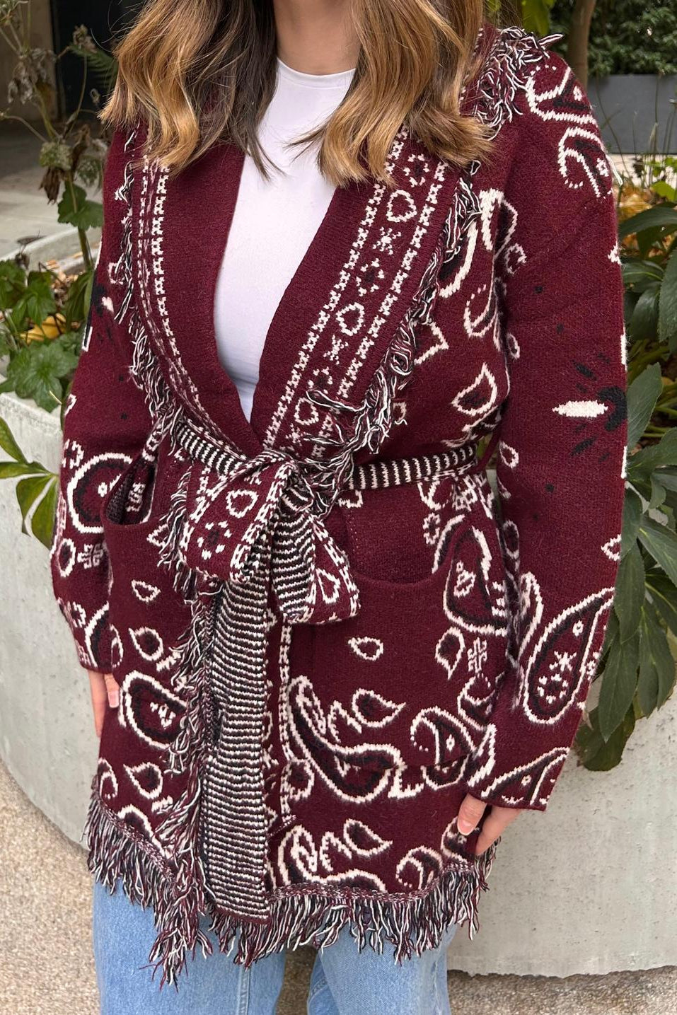 SHADES SELECTION -  Burgundy Bandana Cardigan