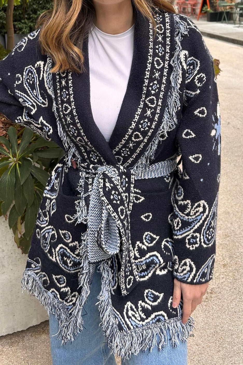 SHADES SELECTION -  Navy Blue Bandana Cardigan