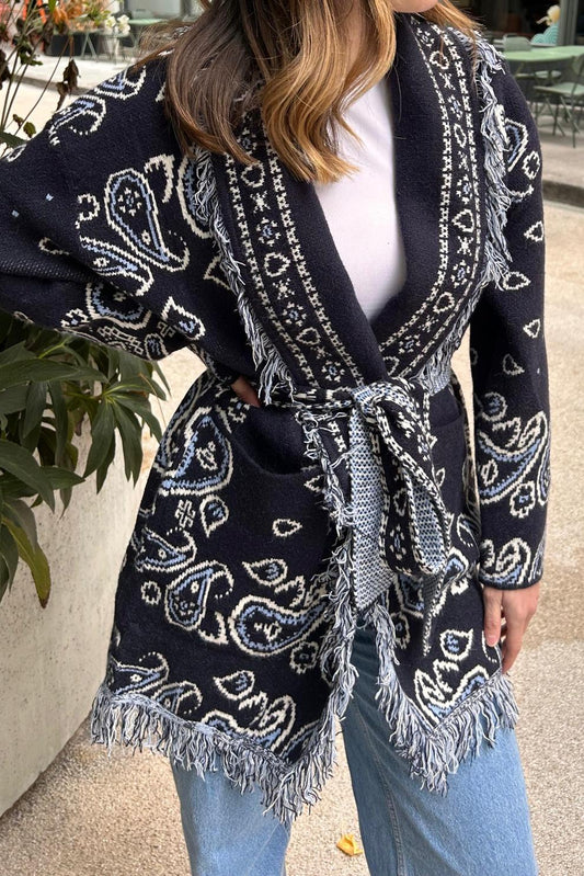 SHADES SELECTION -  Navy Blue Bandana Cardigan