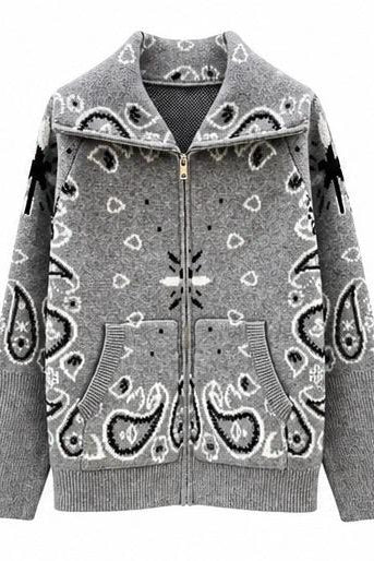 SHADES SELECTION - Light Grey Bandana Zip Jacket