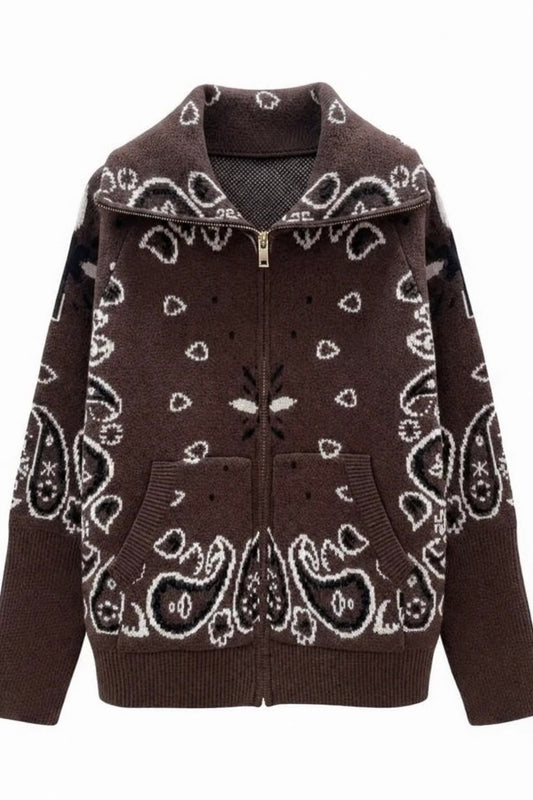 SHADES SELECTION - Brown Bandana Zip Jacket