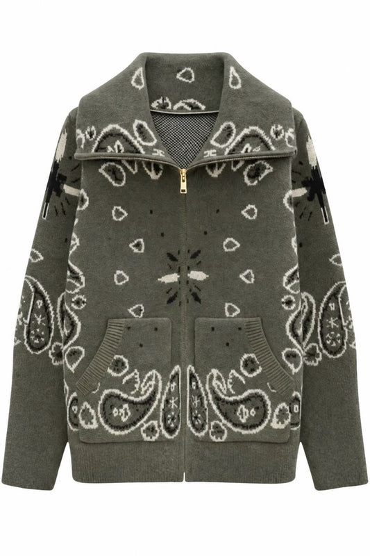 SHADES SELECTION - Khaki Bandana Zip Jacket