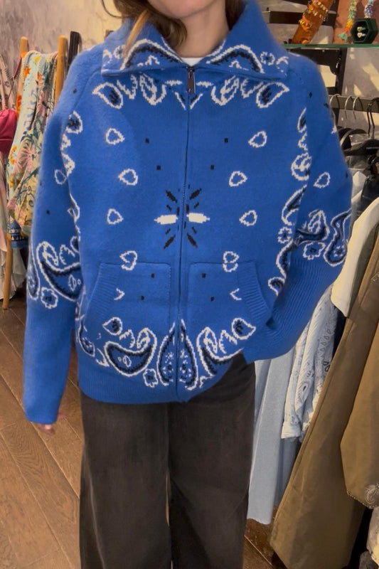 SHADES SELECTION - Royal Blue Bandana Zip Jacket