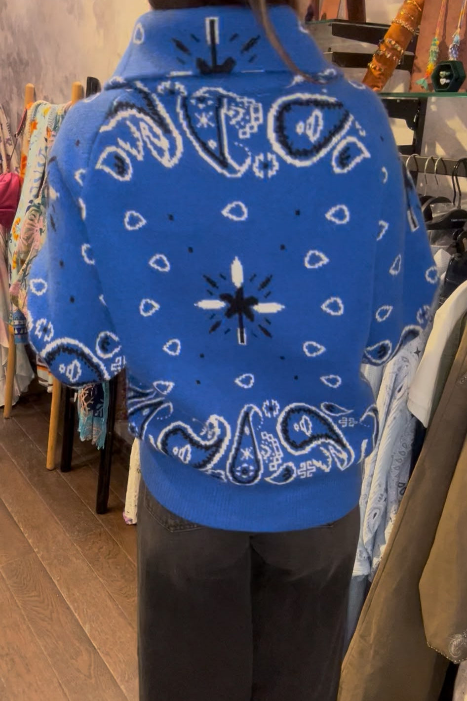 SHADES SELECTION - Royal Blue Bandana Zip Jacket