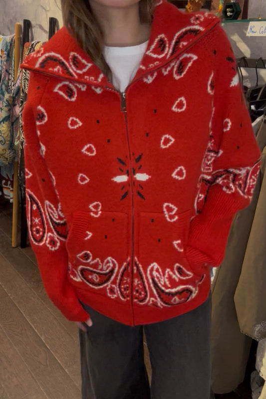 SHADES SELECTION - Red Bandana Zip Jacket