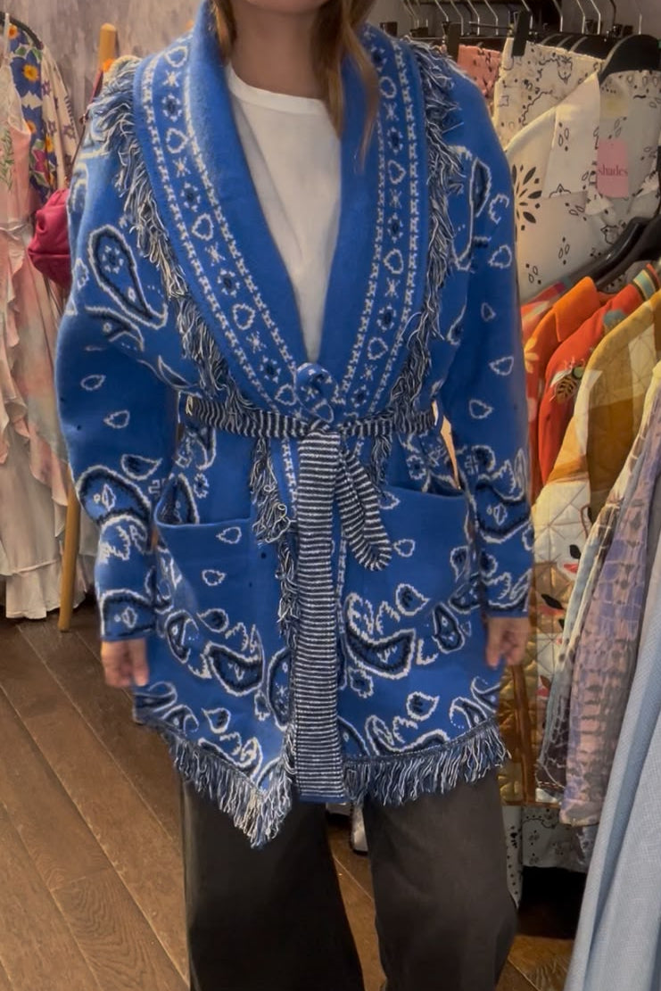 SHADES SELECTION -  Royal blue Bandana Cardigan