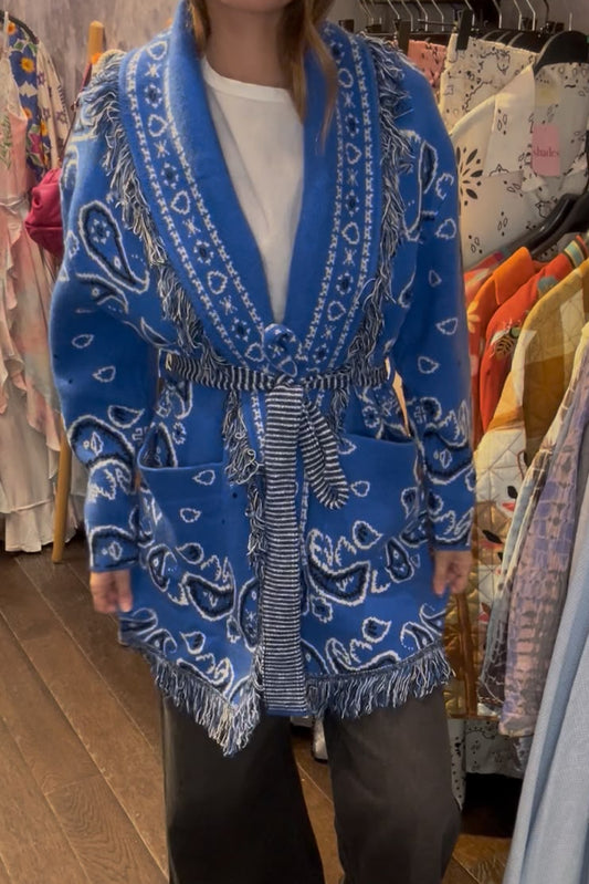 SHADES SELECTION -  Royal blue Bandana Cardigan