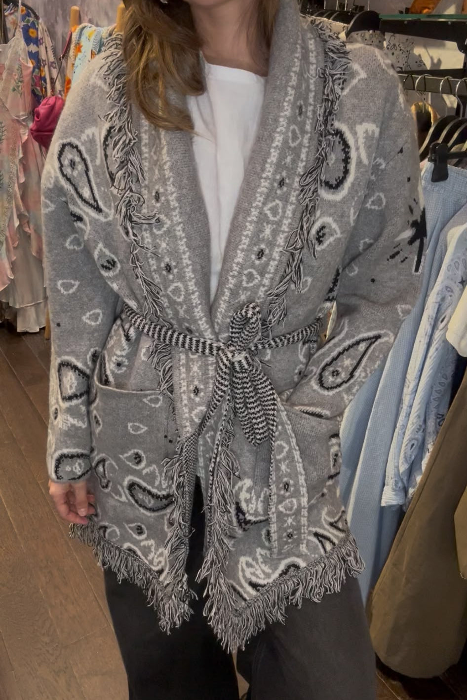 SHADES SELECTION -  Grey Bandana Cardigan