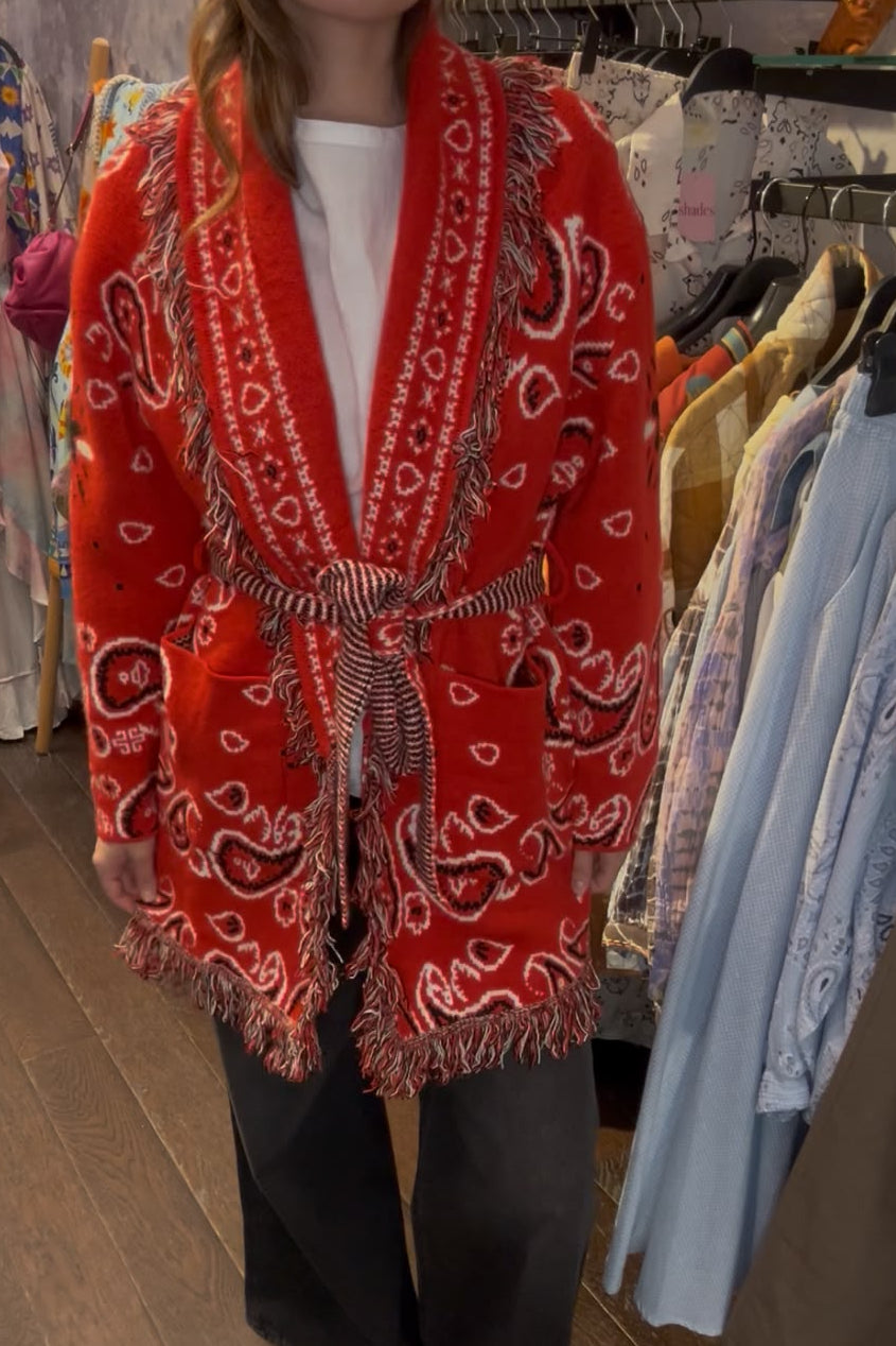 SHADES SELECTION -  Red Bandana Cardigan