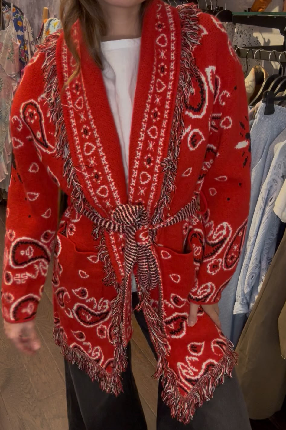 SHADES SELECTION -  Red Bandana Cardigan