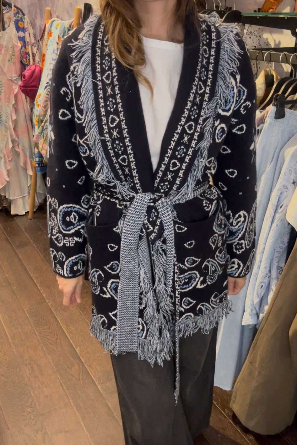SHADES SELECTION -  Navy Blue Bandana Cardigan