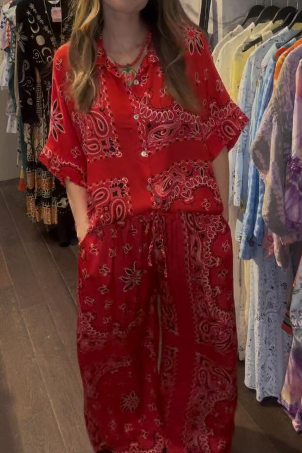 Red Bandana Shirt & Pants Set