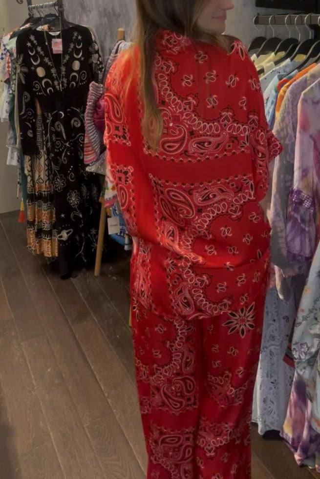 Red Bandana Shirt & Pants Set