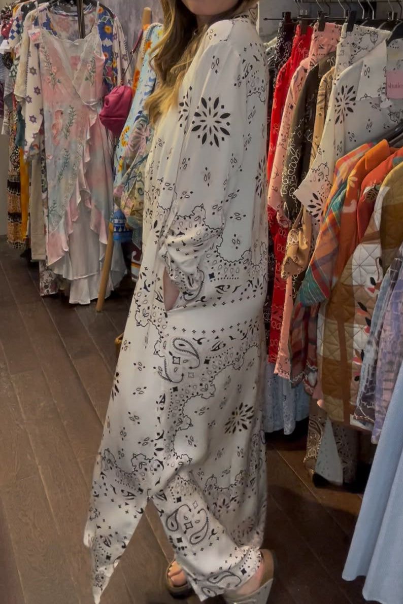 Long Bandana Print Dress - White