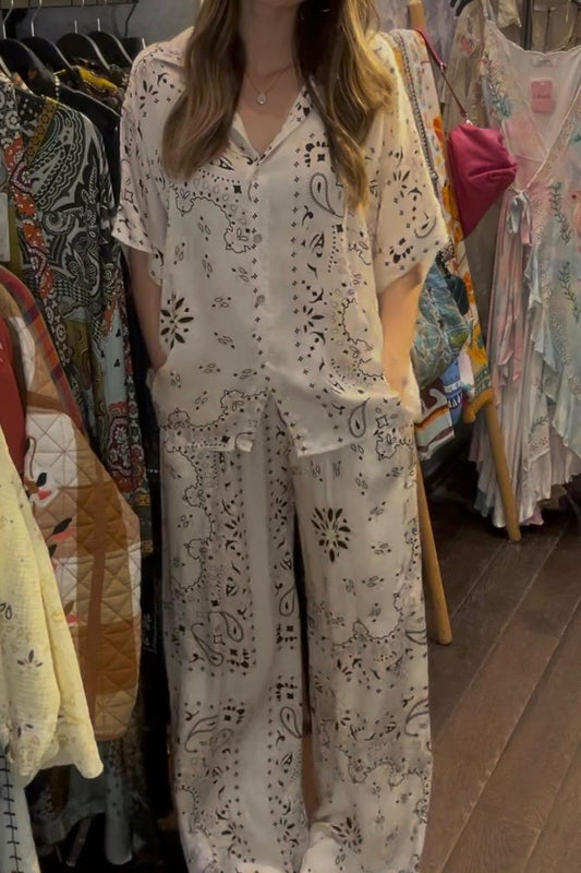 White Bandana Shirt & Pants Set