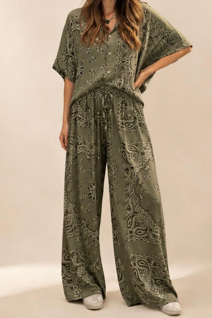 Khaki Bandana Shirt & Pants Set