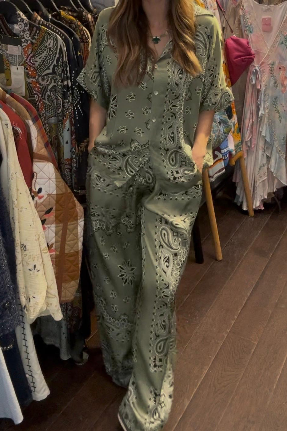 Khaki Bandana Shirt & Pants Set