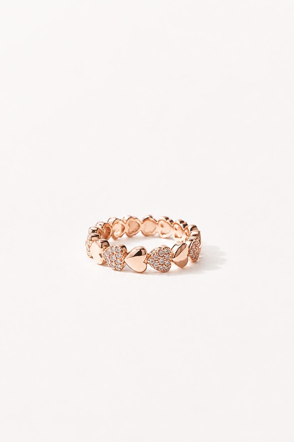 Silver Multi Heart Ring – Rose Gold