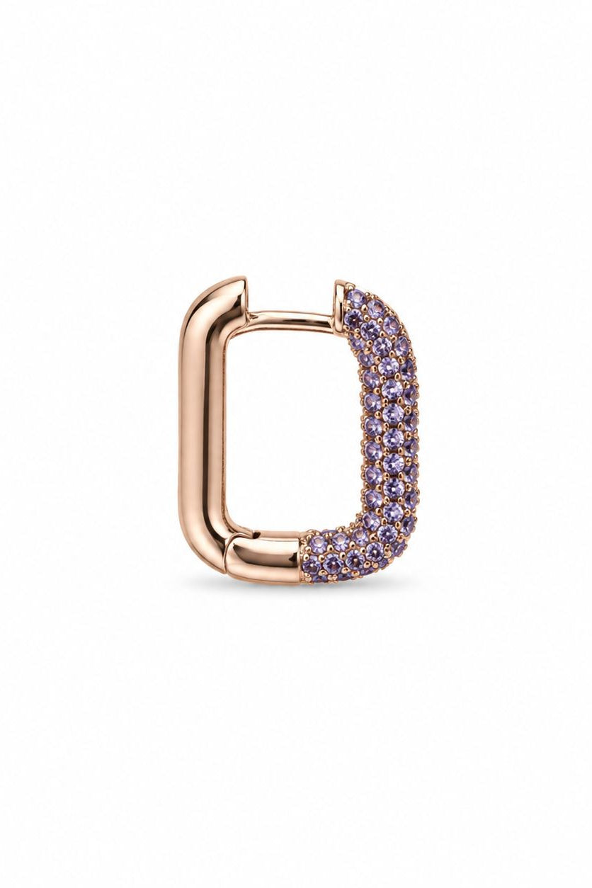 SHADESGENEVA - Rose Gold Hoop Earring - Purple zircons