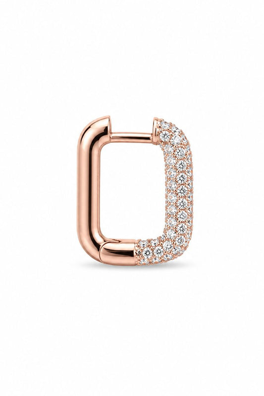 SHADES - Rose Gold Hoop Earring - White zircons