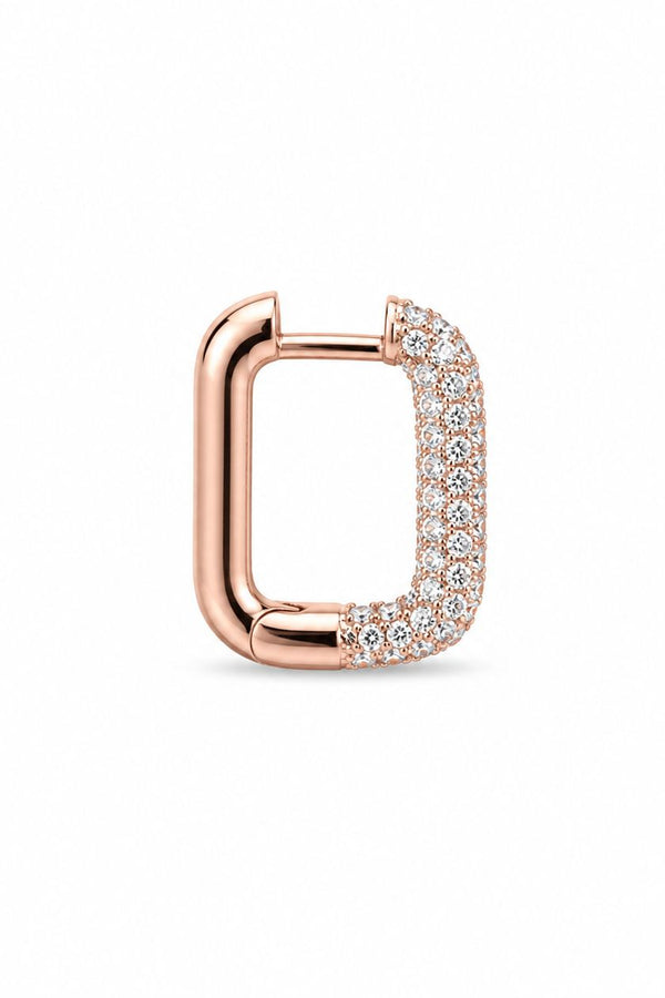 SHADES - Rose Gold Hoop Earring - White zircons