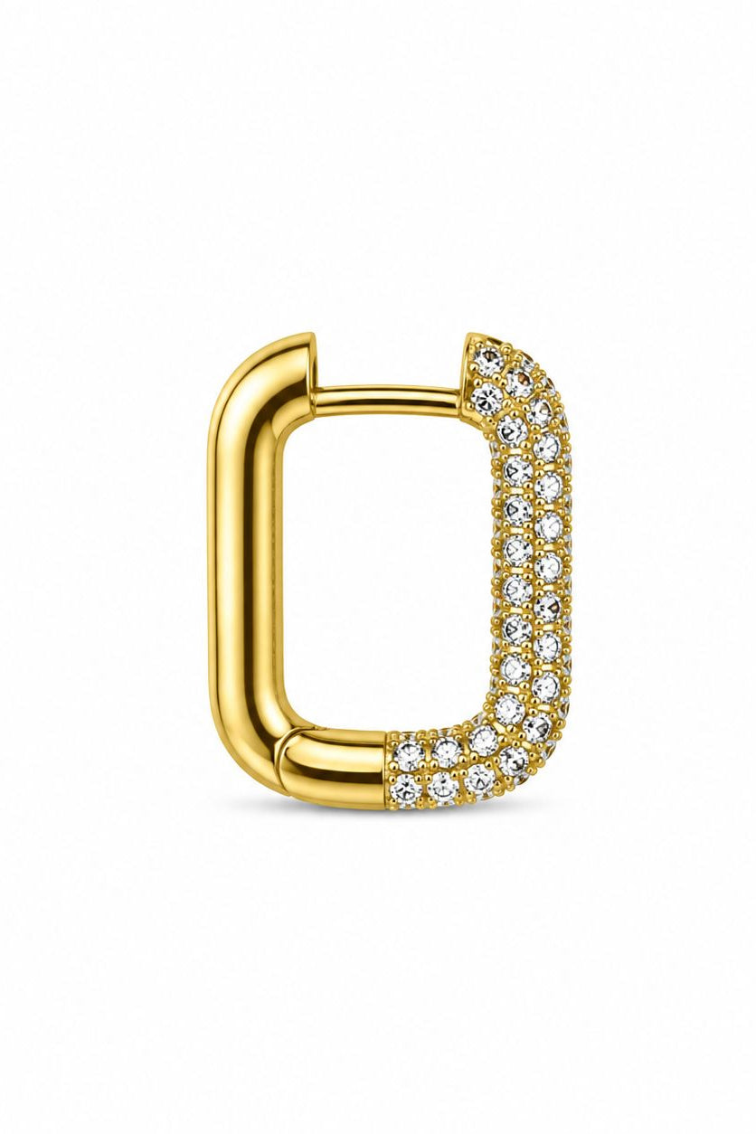 SHADES - Gold Hoop Earring - White zircons